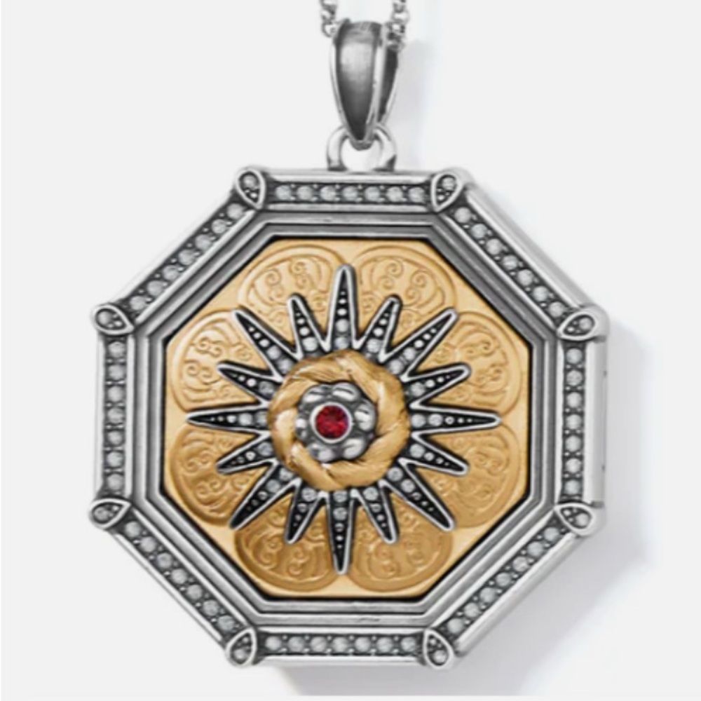Brighton Gold and Silver Octagonal Pendant Necklace Dynasty Locket and Earrings